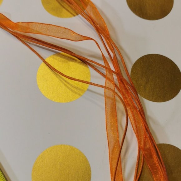 Art Glass Pendent Clear Glass with Orange Flower ~ Ribbon and Cord Nec… - Picture 16 of 16